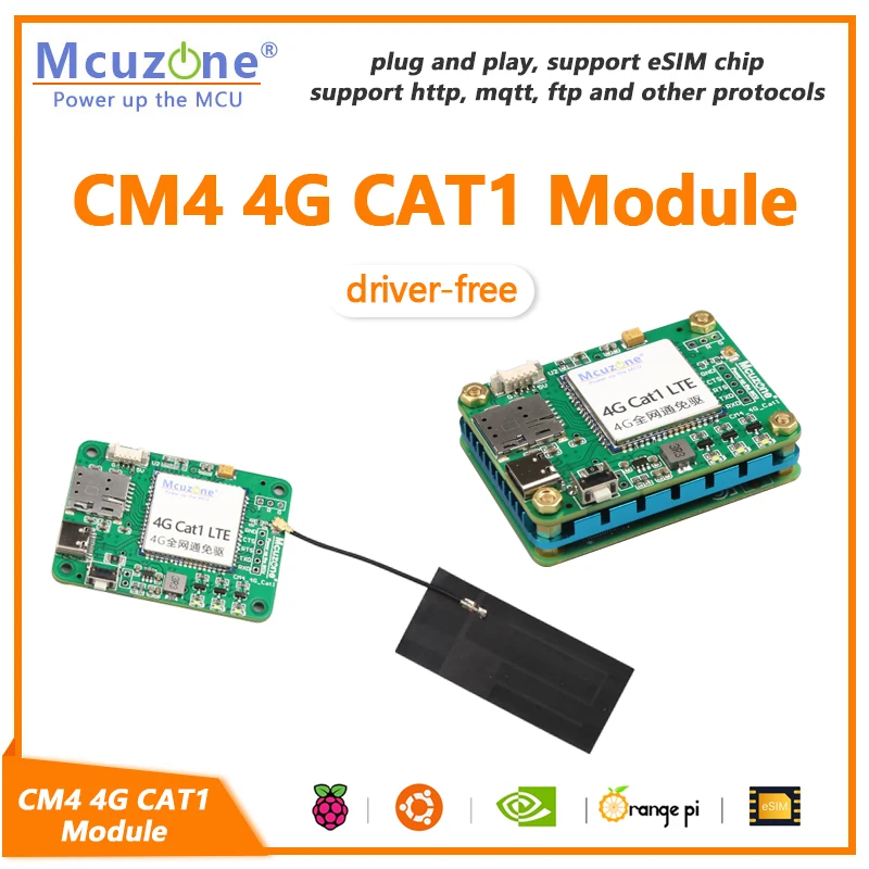 

CM4 4G CAT1 Module ,esim driver free raspberry Pi,NVIDIA Jetson Nano ,orange Pi,ARM9,UART or USB comm ,Ubuntu ,RPi OS,Linux