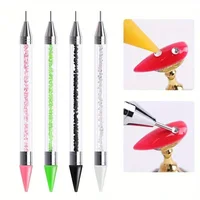 Nails Art Brush For Manicure Double Head Point drill pen Dot Painting Point Pen Rhinestone Picker Wax Pencil Crystal Handle Tool 1