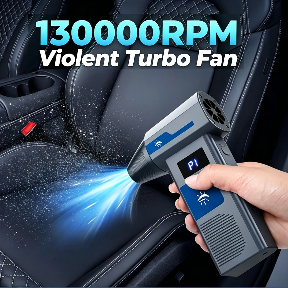 New Turbo Fan Wind Super Power 130000RPM Turbo Air Blower Fan Jet Brushless Motor with 4000mAh Rechargeable Battery Car Cleaning