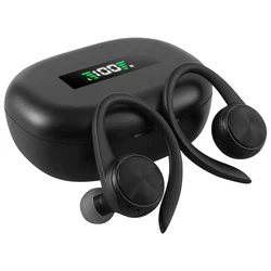 Enhanced Wireless Bluetooth Sports Headphones - IPX5 Waterproof Earbuds with Ear Hooks and 500mAh Charging Case, 3D HiFi Sound Quality (Black)