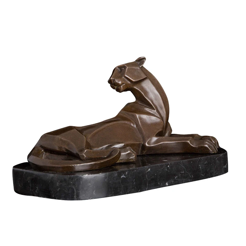 

XZ-178 Panther Sculpture Bronze Abstract Leopard Statue Wildlife Animal Figurine Modern Cheetah Art for Man Office Desk