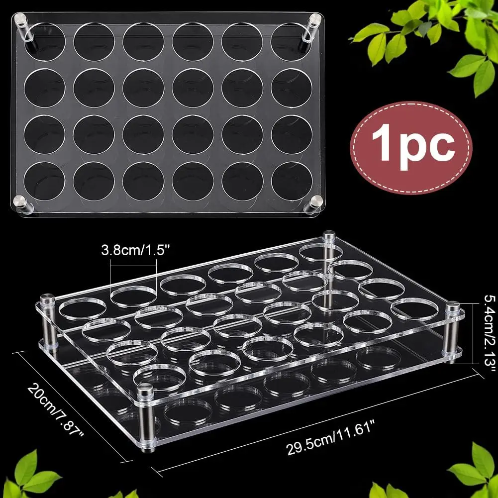 Support Acrylique Pour 12 Verres à Liqueur/vin - Présentoir Transparent 29x11 Cm, Trou 3,8 Cm - 9