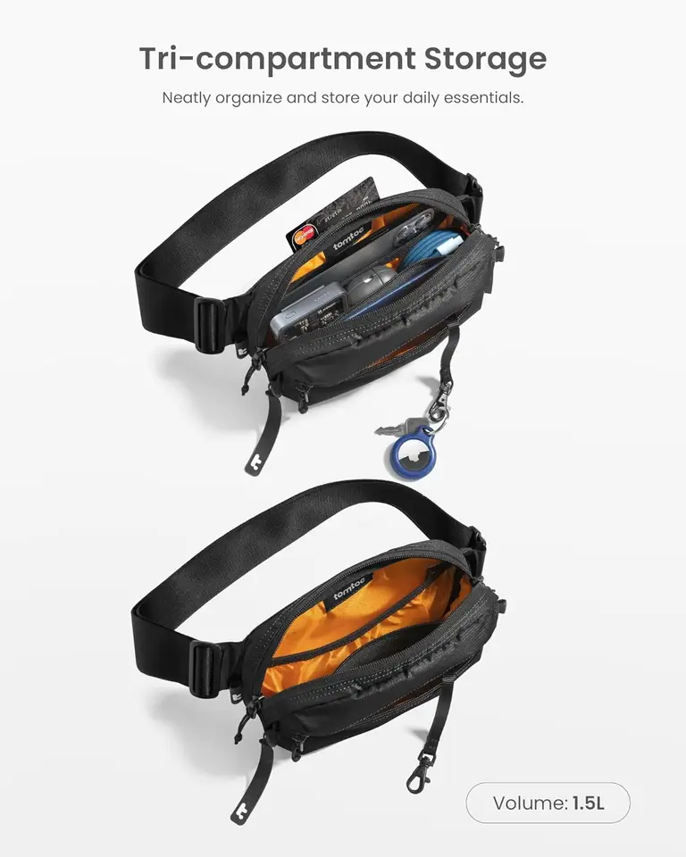 Borsa a tracolla piccola zaino a tracolla impermeabile per viaggi escursionismo anti-ladro borsa tascabile personale, Blu per l'utente destro, Small
