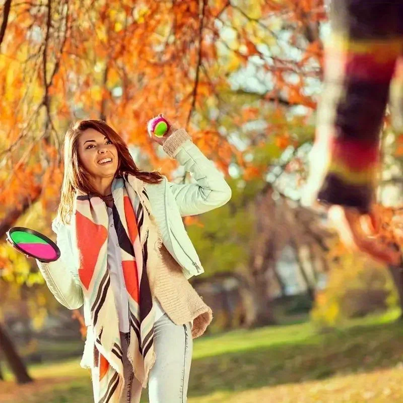 Pet Interactive Sticky Ball Game Set - Durable Plastic Beach and Outdoor Games, Including 2 Rackets and Multiple Balls