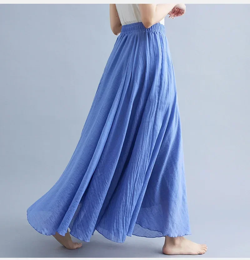 Women Maxi Skirts Summer Cotton Linen Loose Long Skirt