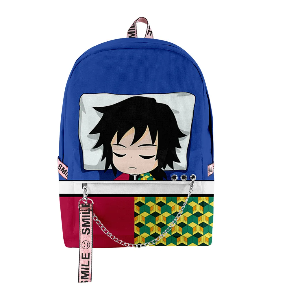 Youthful School Bags Unisex Kpop Humor Kimetsu No Yaiba Travel Bags 3D Print Oxford Waterproof Notebook Shoulder Backpacks