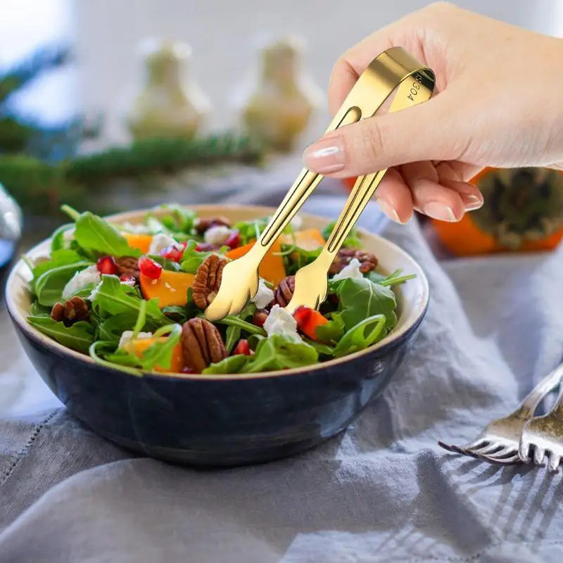 Stainless Steel Mini Tong Food Serving Clamp For Salad Ice Non-Stick Bread Meat Fruit Clamp food tongs