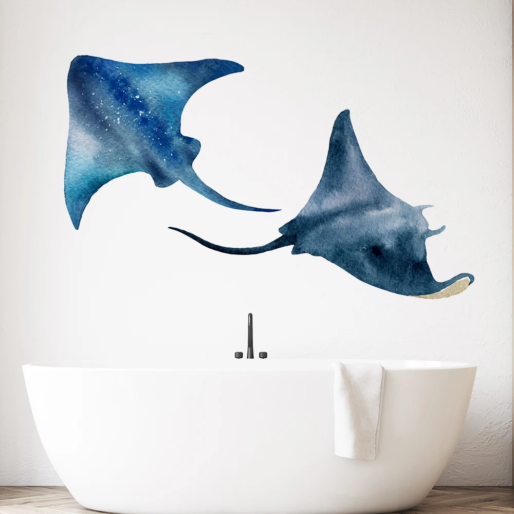 Devil rays Manta Fish Wall Stickers Window Stickers For Home Bathroom Decor Art Nursery Decals Removable Murals Applicable to Tile Glass Window