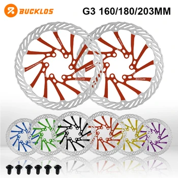BUCKLOS 160MM Bicicletta G3 Freno A Disco Rotore In Acciaio Durevole Bici Rotori 180mm 203mm 6 Bulloni Disco Della Bicicletta per Parti di Bici Da Strada di Montagna