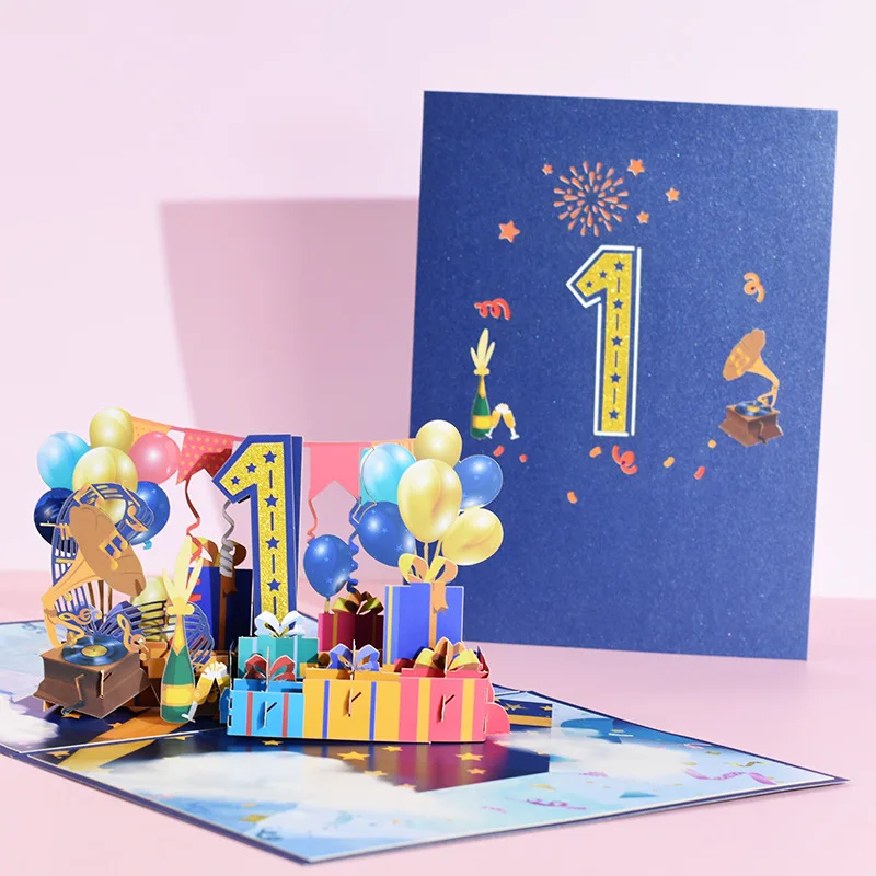 Anniversary Card Pop Up 1st 18th 30th Birthday Card Anniversary Number Greeting Cards for Wedding Wife Husband Girlfriend