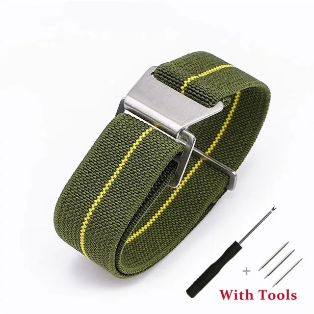 Elastic Nylon Watch Strap Replacement - Universal Waterproof Sport Bracelet Accessories with Tool