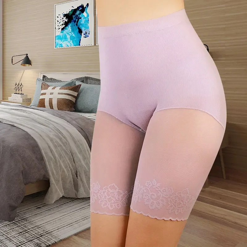 Women's Seamless Shorts Safety Pants Sexy Lace Anti Chafing Thigh High Waist Large Size Boxer Panties Anti Friction Skirt Shorts safety shorts,high waist shorts,safety pants,high waist panties,high waist underwear,lace panties,seamless panties,nylon bloomer slip pants