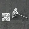LUXUSTEEL Luxury Crystal Stud Earrings For Women Men Silver Color Stainless Steel Square Cubic Zirconia 3mm-10mm Fashion Jewelry 4