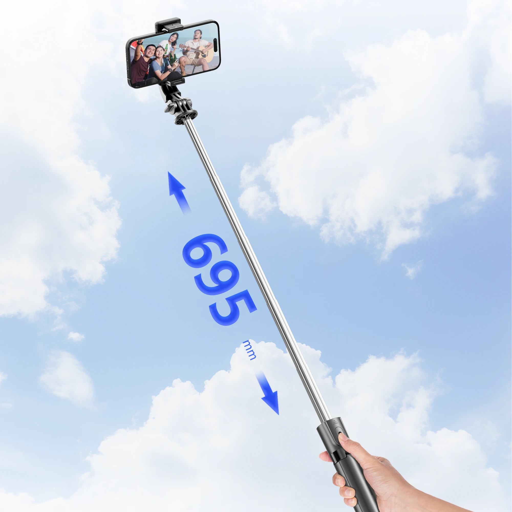 F01 Selfie Stick Tripod Phone Stand Desktop Portable Handheld Mini Tripod with Wireless Bluetooth Stabilizer for iPhone Android