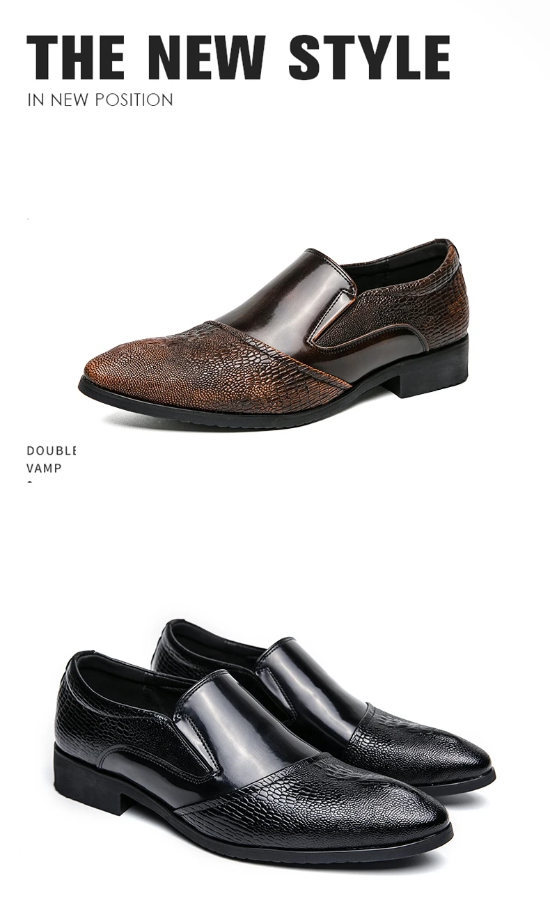 Luxus Krokodil Muster Männer Business Loafer Große Größe Mode Leder Komfortable Designer Hochzeit Sozialen Formale Plattform Schuhe – Detail 5