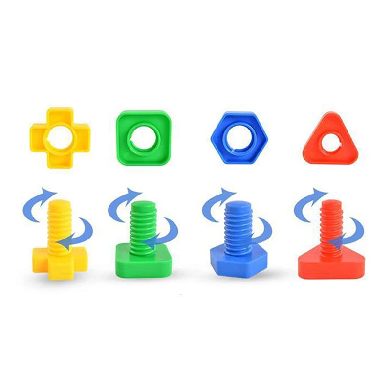 4PCS Matching Screws Children Early Education Puzzle Toys Plastic Split Nut Desktop Interactive Toys Color Shape Cognition TMZ 4