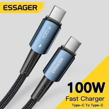 Кабель Essager PD100W 60W Type C-C для быстрой зарядки мобильного телефона зарядный шнур для Xiaomi Samsung Huawei Macbook iPad