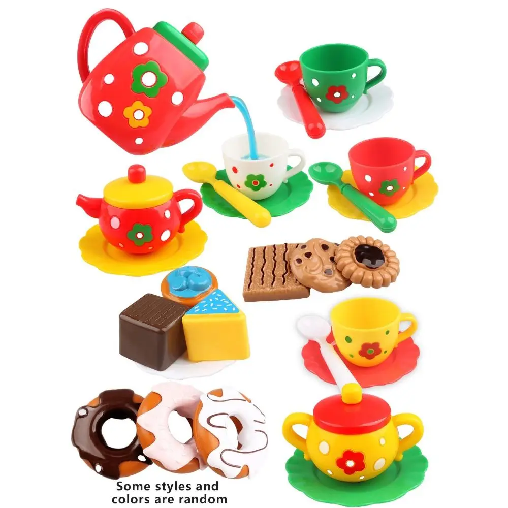 Cake Dessert Afternoon Tea Set Simulation Food Kettle Cookies Playhouse Kitchen Toys Pretend Play Plastic Tea Set for Girls