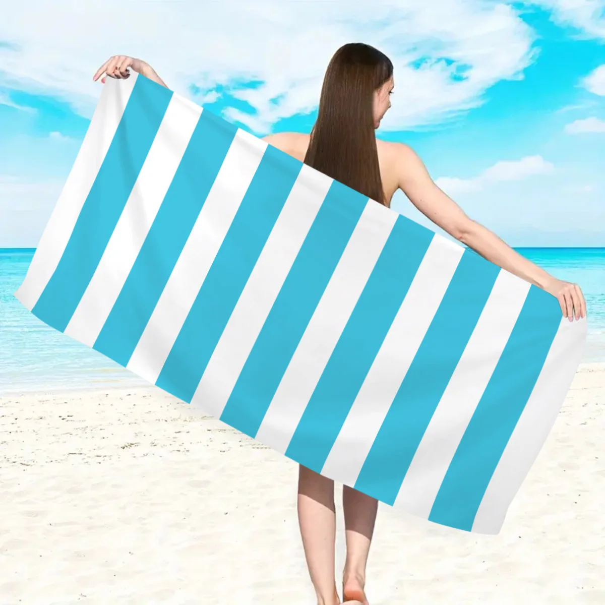 Colorful Striped Beach Towel Quick Drying Absorbent Bath Towel_voghion.com
