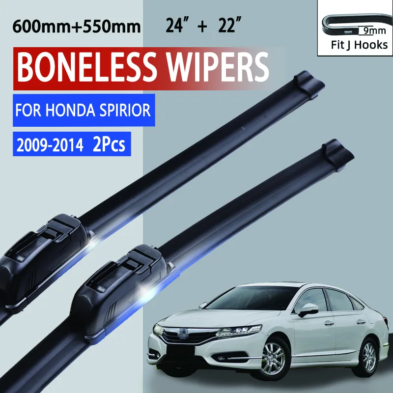

For Honda Spirior 2009-2014 Car Windshield Wiper U-type Soft Rubber Frameless Bracketless Car Wipers 24"+22"