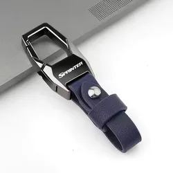 Deluxe Leather Car Keychain & Lanyard Gift Set (Blue)