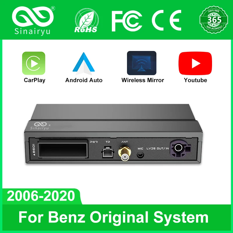 

Sinairyu Wireless Carplay For Mercedes Benz C-Class/Benz S-Class/ Benz E-Class/Benz GLK-Class/Benz A & B-Class with Android Auto