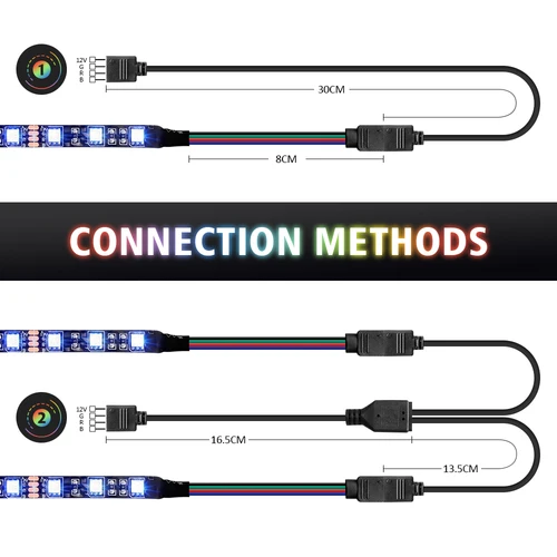 PC 게이머용 RGB LED 스트립 라이트, Aura Sync MSI 미스틱 라이트 마더보드 제어용, 5050 RGB 스트립, 12V 4 핀, LED 테이프 스플리터 케이블 5