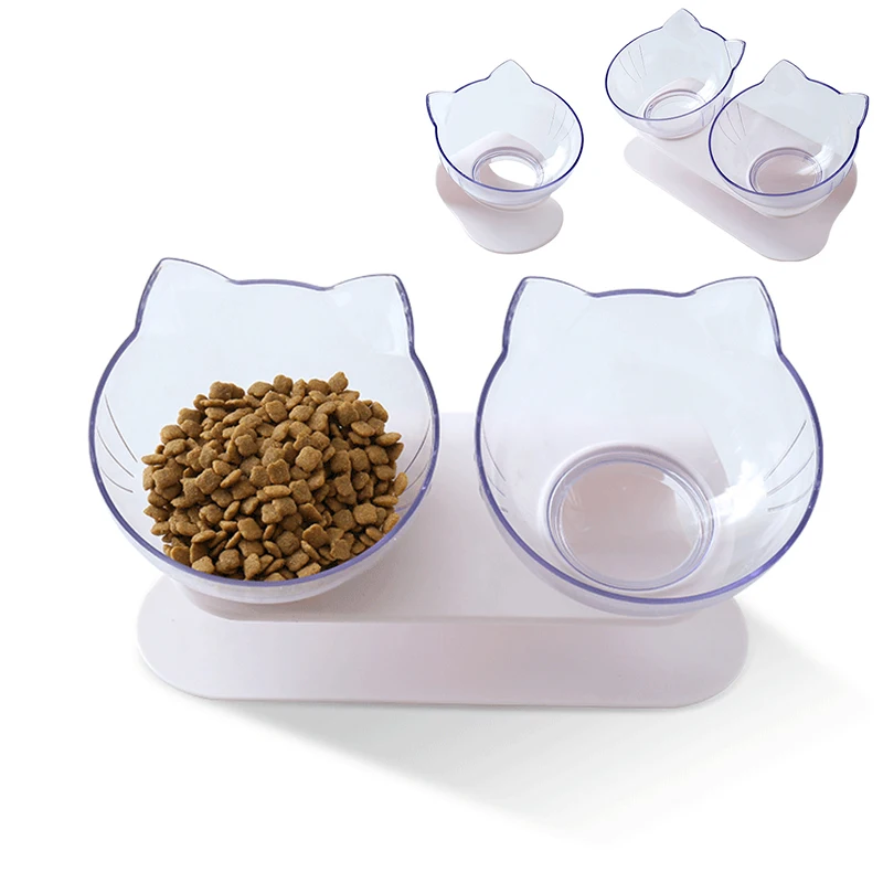 

Non-slip Cat Bowl Double Pet Bowls With Raised Stand High Foot Cats Dogs Feeders Pets Food and Water Bowls Puppy Feeding Bowl