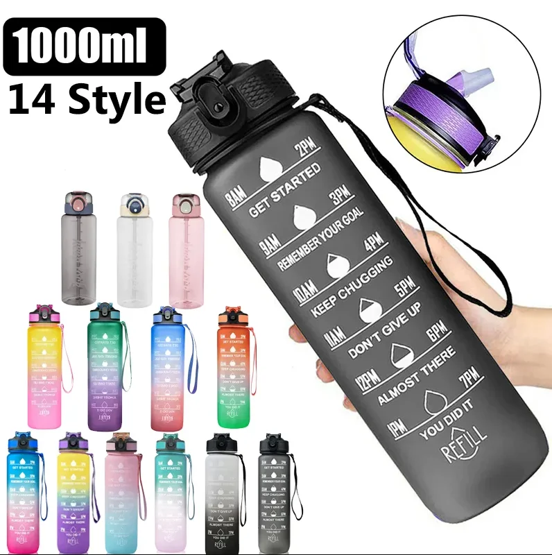 Water Bottle Motivational Sport Leakproof Drinking Outdoor Travel Gym Fitness Jugs For Kitchen