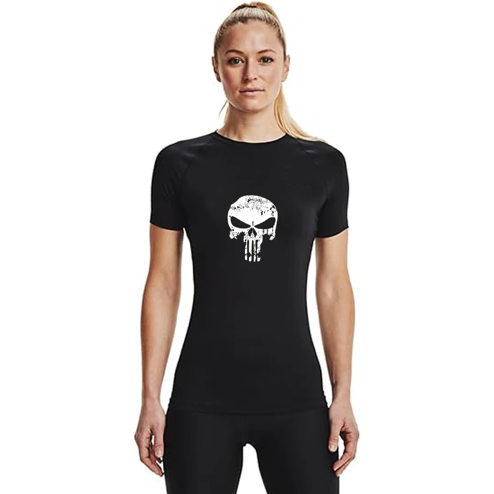 Men's Marvel's The Punisher Compression Shirt Superhero Anime Gym Shirt Quick Drying Athletics Tops Tees Summer Fitness Basketball