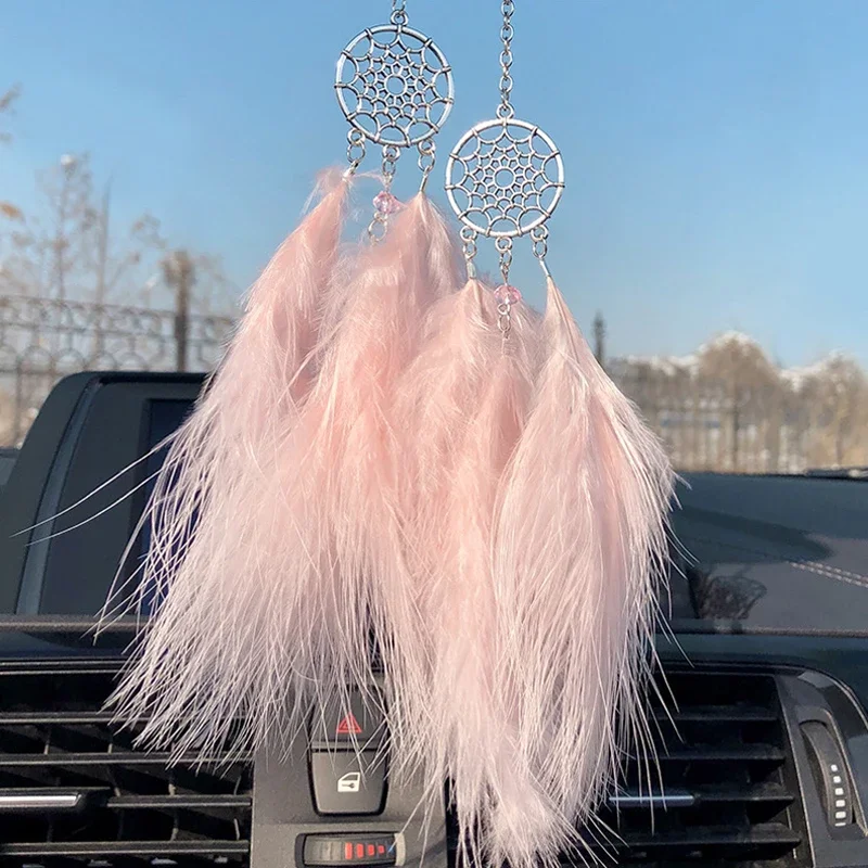 

Dream Catcher Car Pendant For Girls Feather Mirror Hanging Pendant Home Decor Lucky Car Ornament Girls Car Interior Accessories