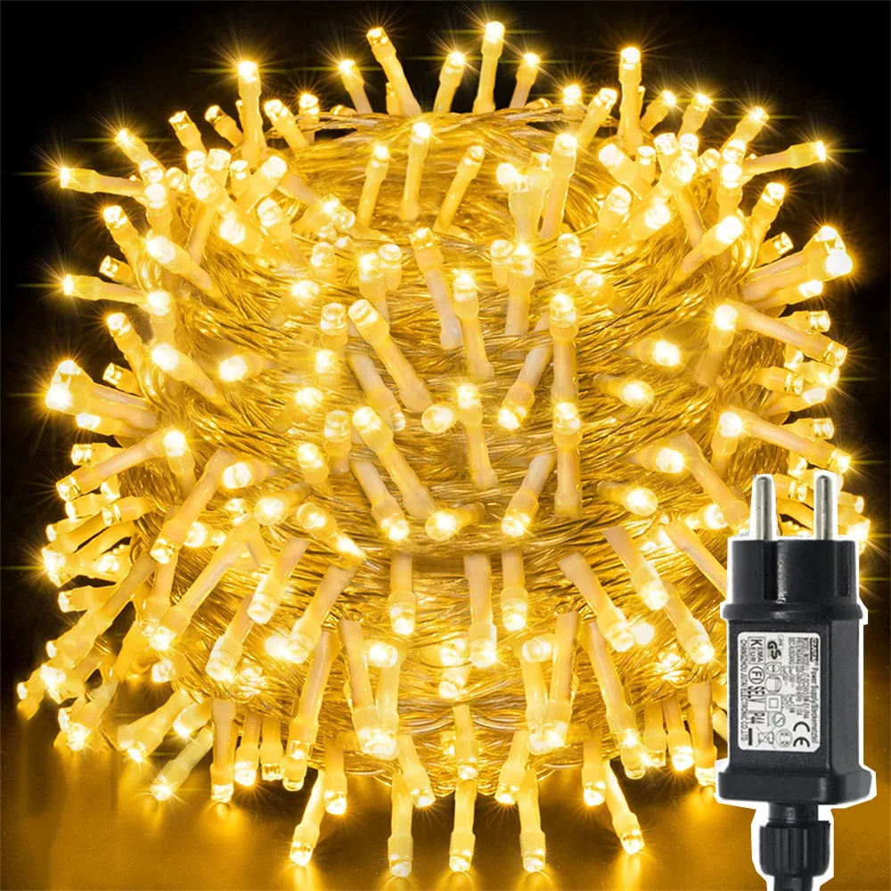 

DC24V Outdoor Christmas String Light Waterproof Plug in Fairy Light 8 Modes Twinkle Garland Light for Tree Holiday Wedding Decor