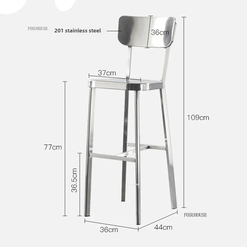 Nordic Stainless Steel Bar Stools Home High Kitchen Stools Minimalist Designer Creative Bar Chairs for Cafe High Dining Chair