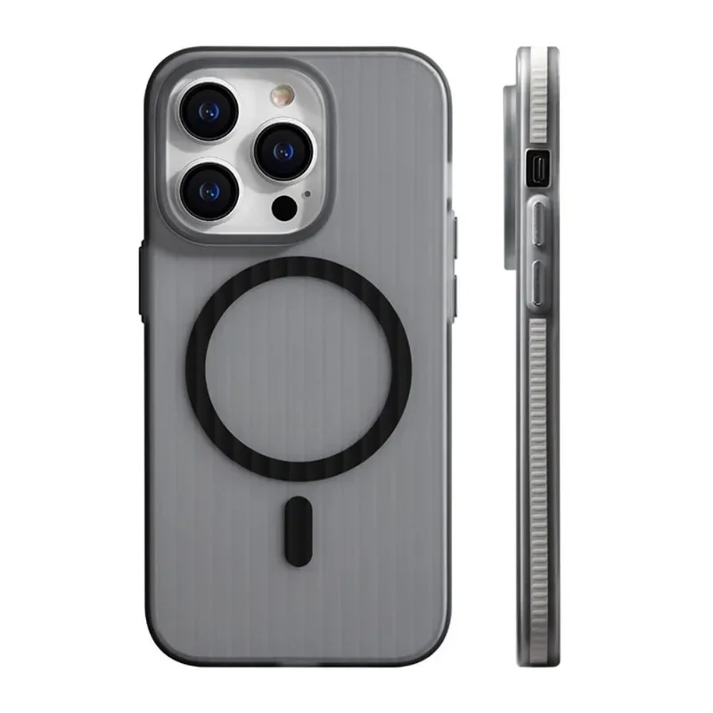 Corrugated Pattern Non-Slip Matte Hard Cover with MagSafe Wireless Charging Compatibility
