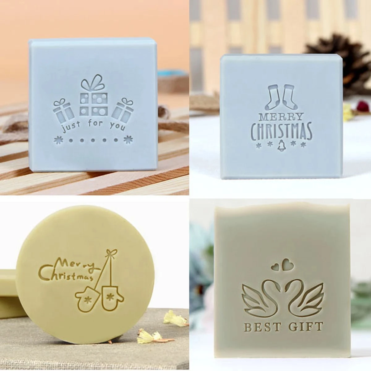 Merry Christmas Series  Handmade Soap Stamp Xmas Acrylic Soap Making Chapter Tools Custom Stamps Gifts