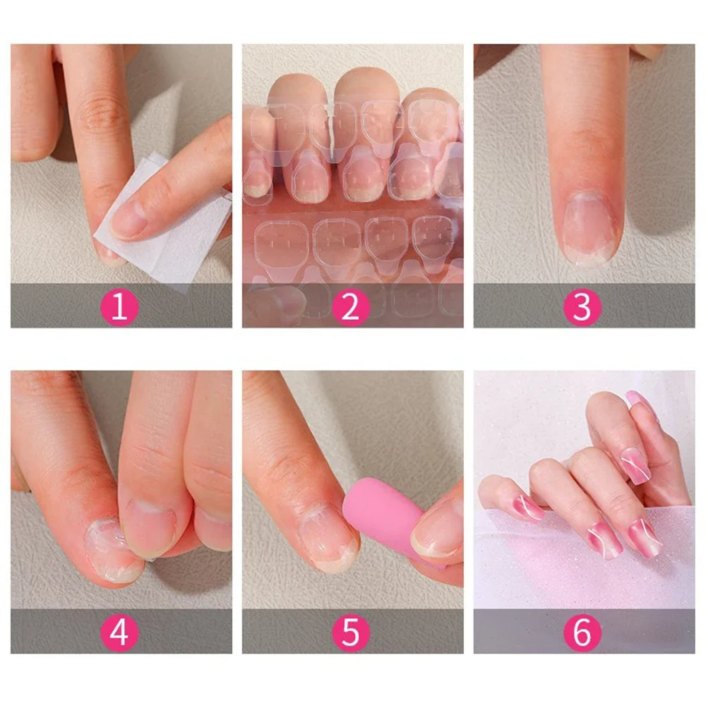 24/240pcs Double Side Glue Nail Stickers Adhesive Press-On Jelly False Nails Tips Transparent Waterproof Fake Nail Glue Decals 5