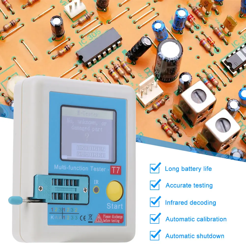 LCR-T7 Capacitance LCR ESR Meter Multifunction Full Color Graphic Display Transistor Meter High Precision LCR ESR NPN PNP MOSFET