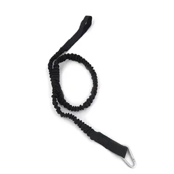 Elastic Kayak Paddle Leash with Safety Hook - Coiled Lanyard for Fishing Rods and Boating Accessories (Black)