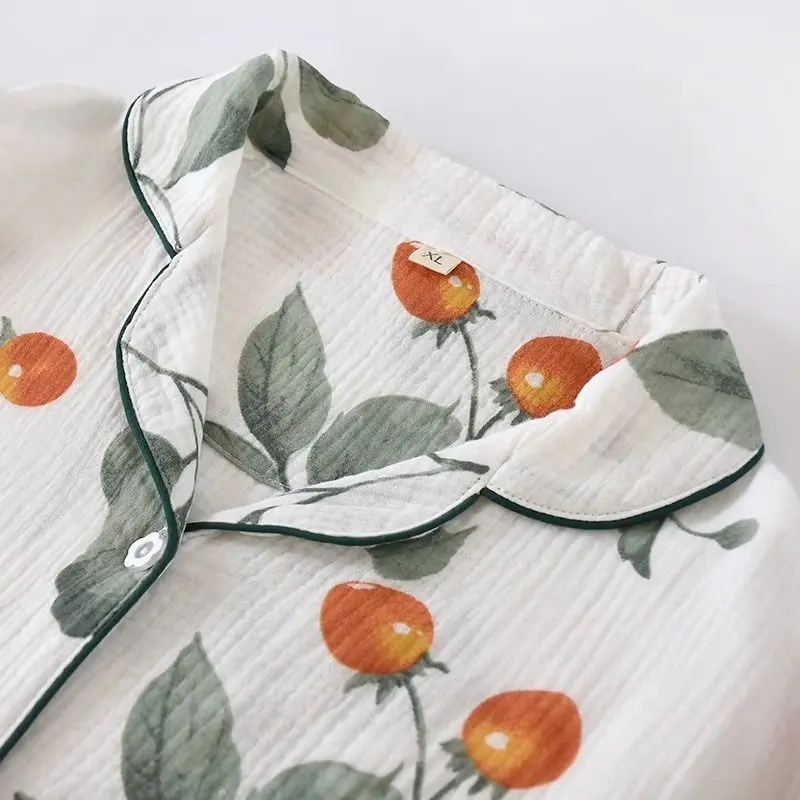 Big Size Sleepwear Women Spring Autumn Cotton Pajamas Set Long Sleeve Button Cardigan Pants Homewear Prints Loungewear Pajamas