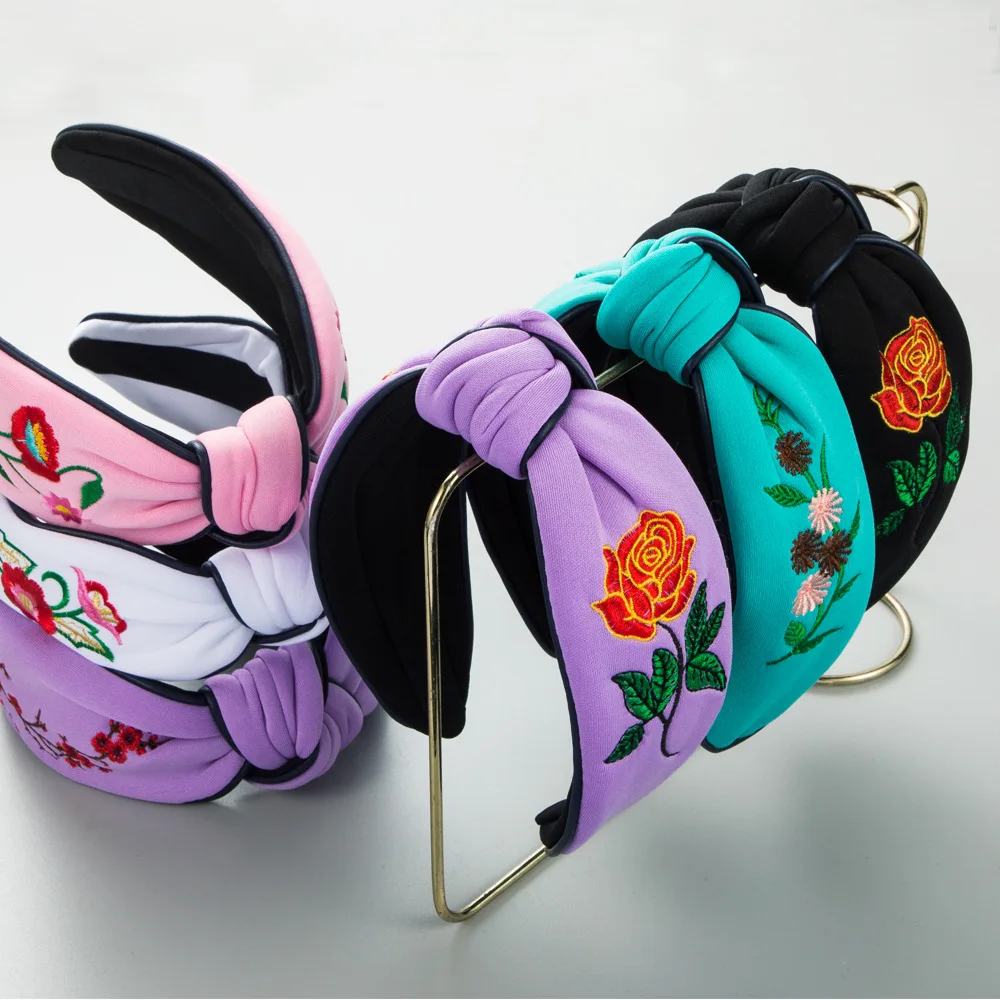 European and American New Retro Embroidery Flower Headband Women's Fashion All-Match Ethnic Style Hairband Hair Accessories