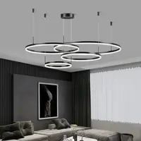 Modern Round Ring Led Pendant Lamp Dimmable Black Gold Brown for Bedroom Living Dining Room Hanging Home Decor Lusters Luminaire 1