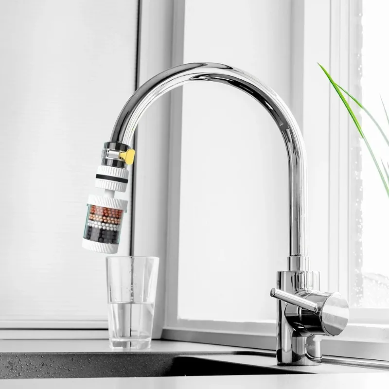 6 Layers Water Filter Splashproof 360 Degree Rotation Splash Nozzle Mixer Bubbler Faucet Tap Filter for Home Kitchen Bathroom