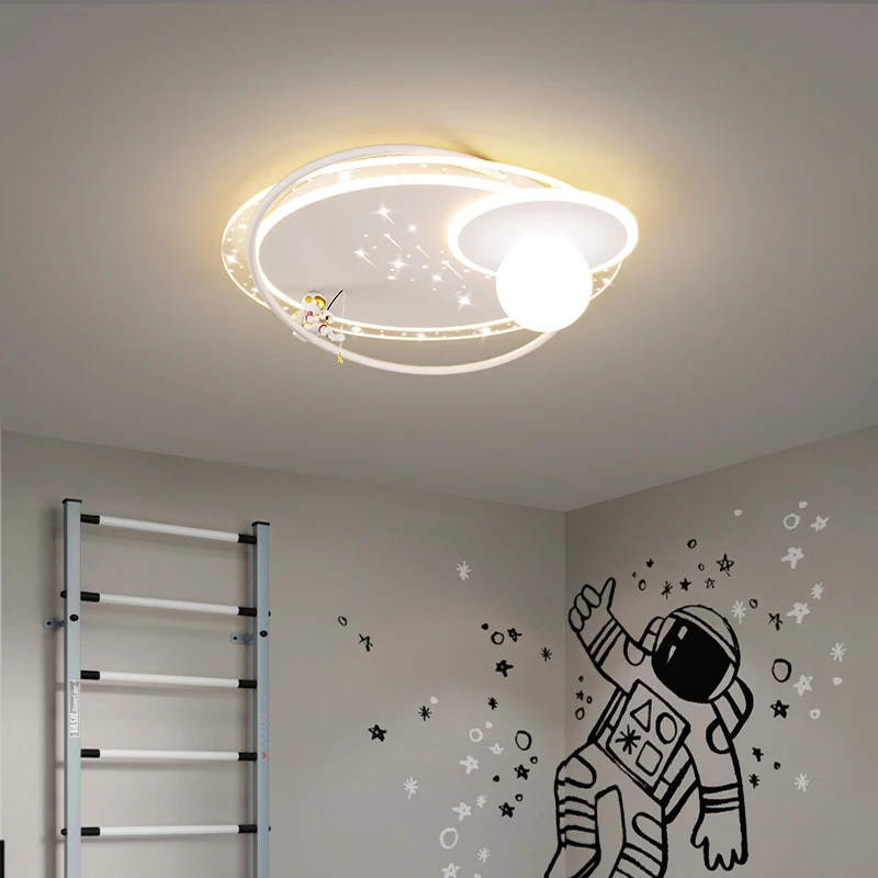 Nordic Modern Children\'s Ceiling Lamp LED Chandelier for Kid Room Home Decor Creative Planet Astronaut Design Bedroom Lighting