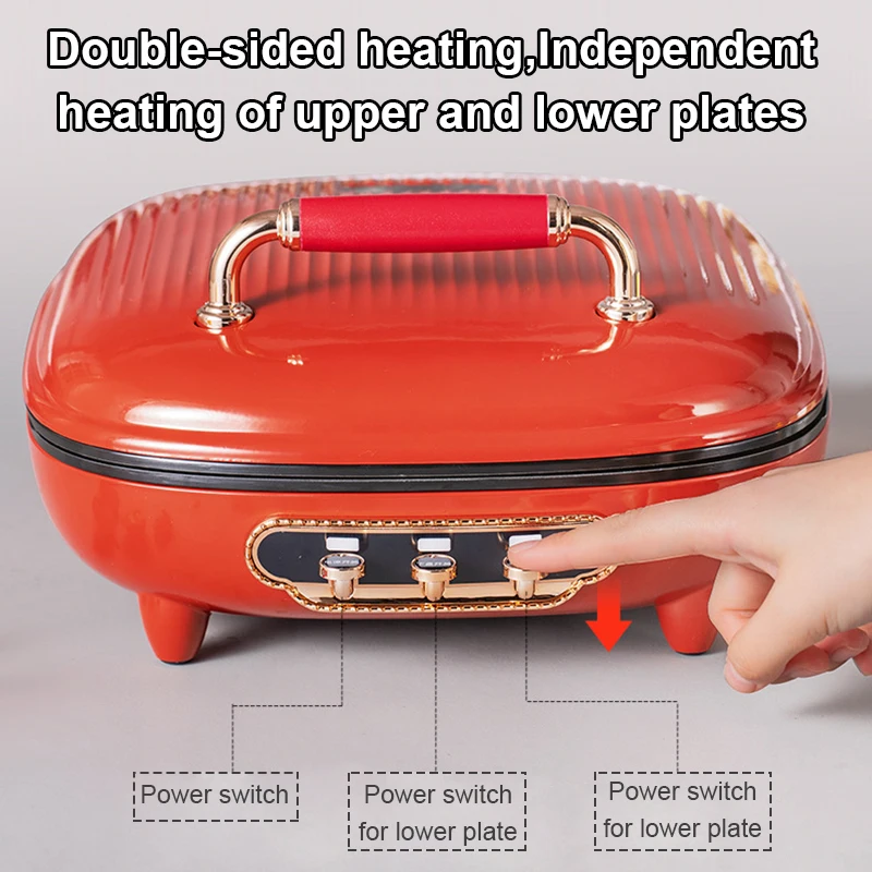 Electric Crepe Maker Double-sided Heating Pancake Pot Pizza Pan Steak Frying Machine Barbecue Baking Grill Skillet Pie Griddle 4