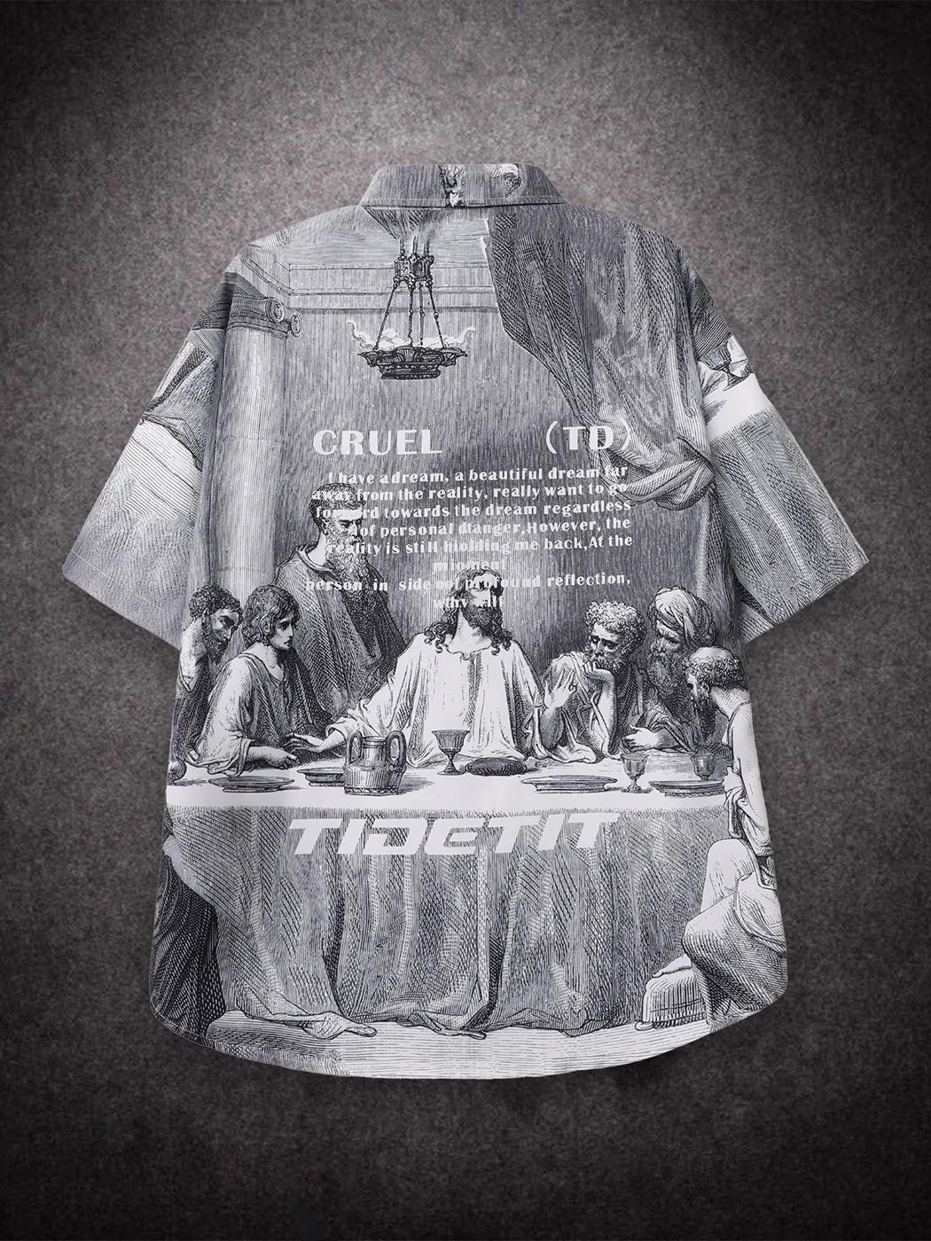 Oversized Shirts Mens Summer Painting Printing Joker Couples Casual Male Female Silk Vintage Button Up