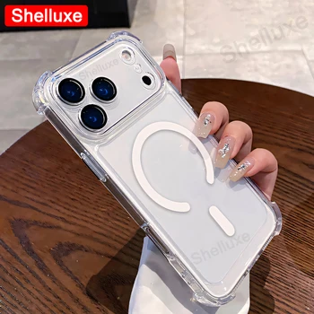 For iPhone17 ProMax Transparent Armour Magnetic Case Shelluxe For iPhone 17 Pro Max 17Air Cases Luxury Corners Protector Cover 1