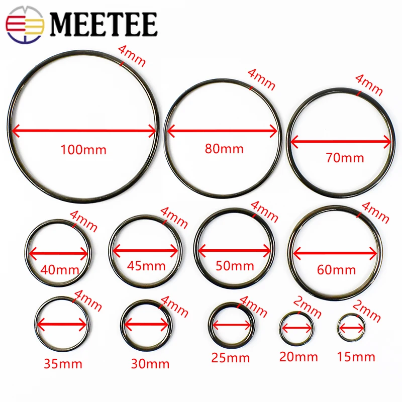 Meetee 금속 O 링 버클, 가방 클립 버클 스트랩, 연결 링 후크, DIY 수하물 장식 걸쇠 액세서리, 10-60mm, 5 개