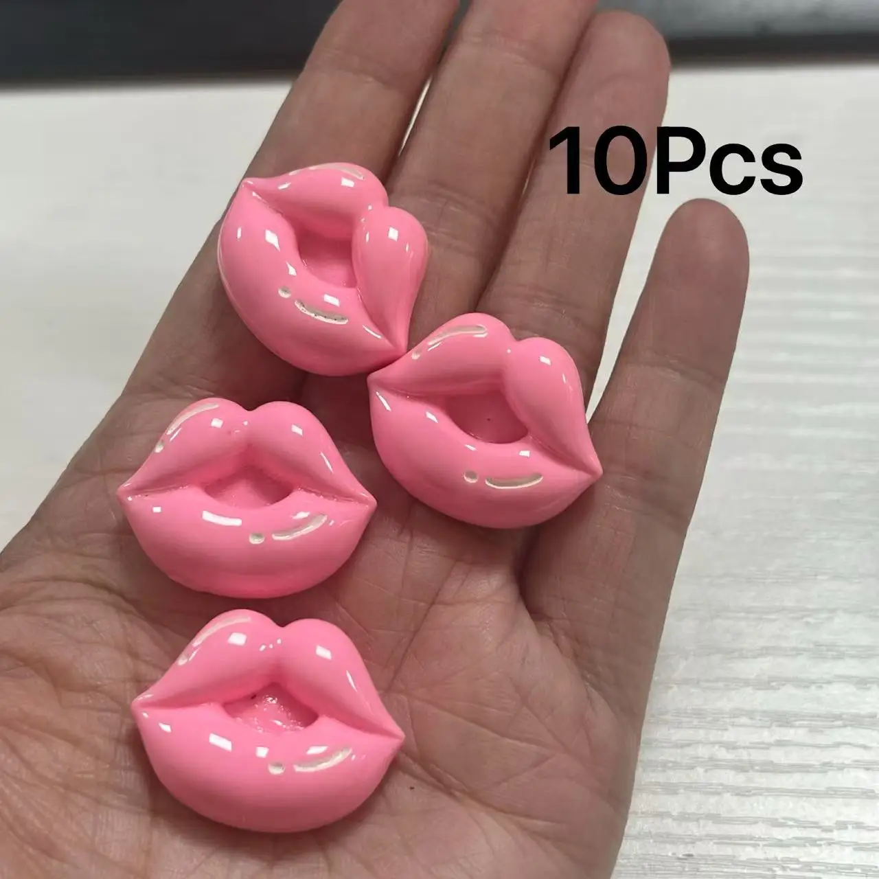10pcs Kawaii 핑크 섹시한 입술 립스틱 뜨거운 빨간 입 수지 액세서리 정크..