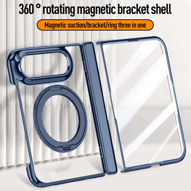 Luxury Electroplated Foldable Case with Magnetic Protection Film