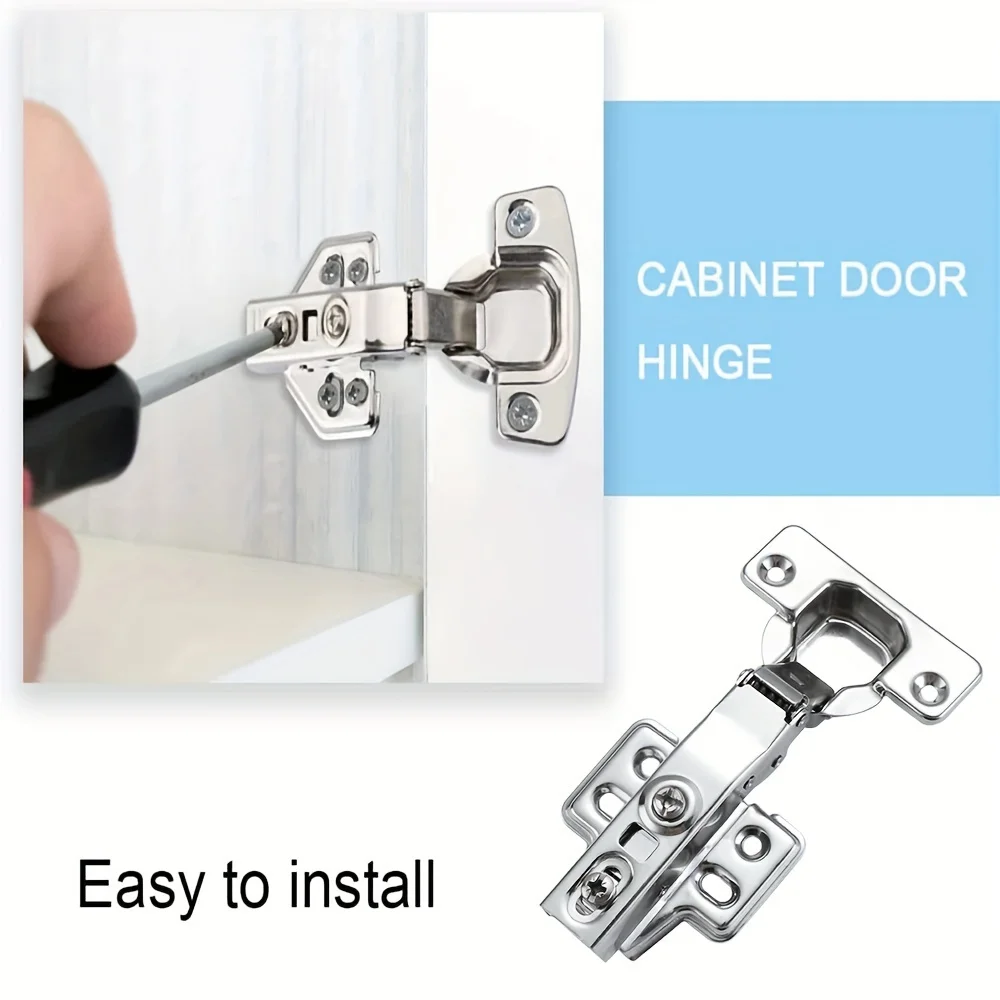 Cabinet Door Hinges 2 Pcs Stainless Steel Cabinet Door Hinges Hydraulic Damper Soft Close Quiet Wardrobe Door Concealed Hinges with Screws